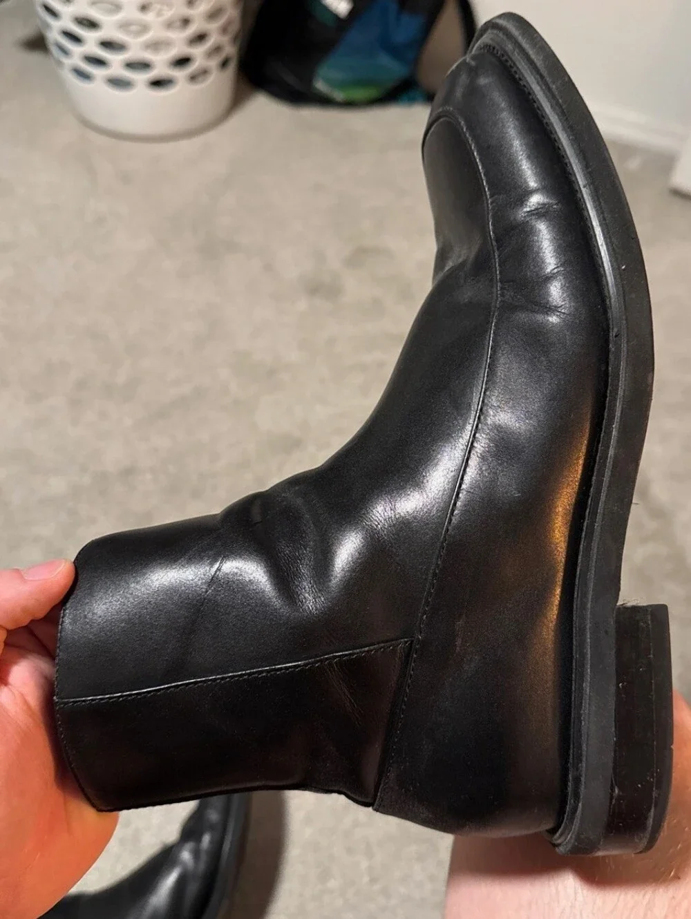 HUCK BLACK LEATHER Boots - Steve Madden Size: 10